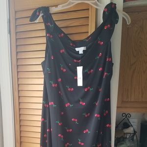 NY&Company Slinky Cherry Print Fitted Midi Dress